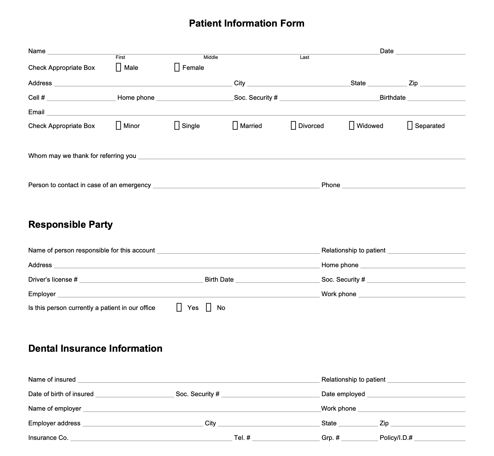 Patient Information Form